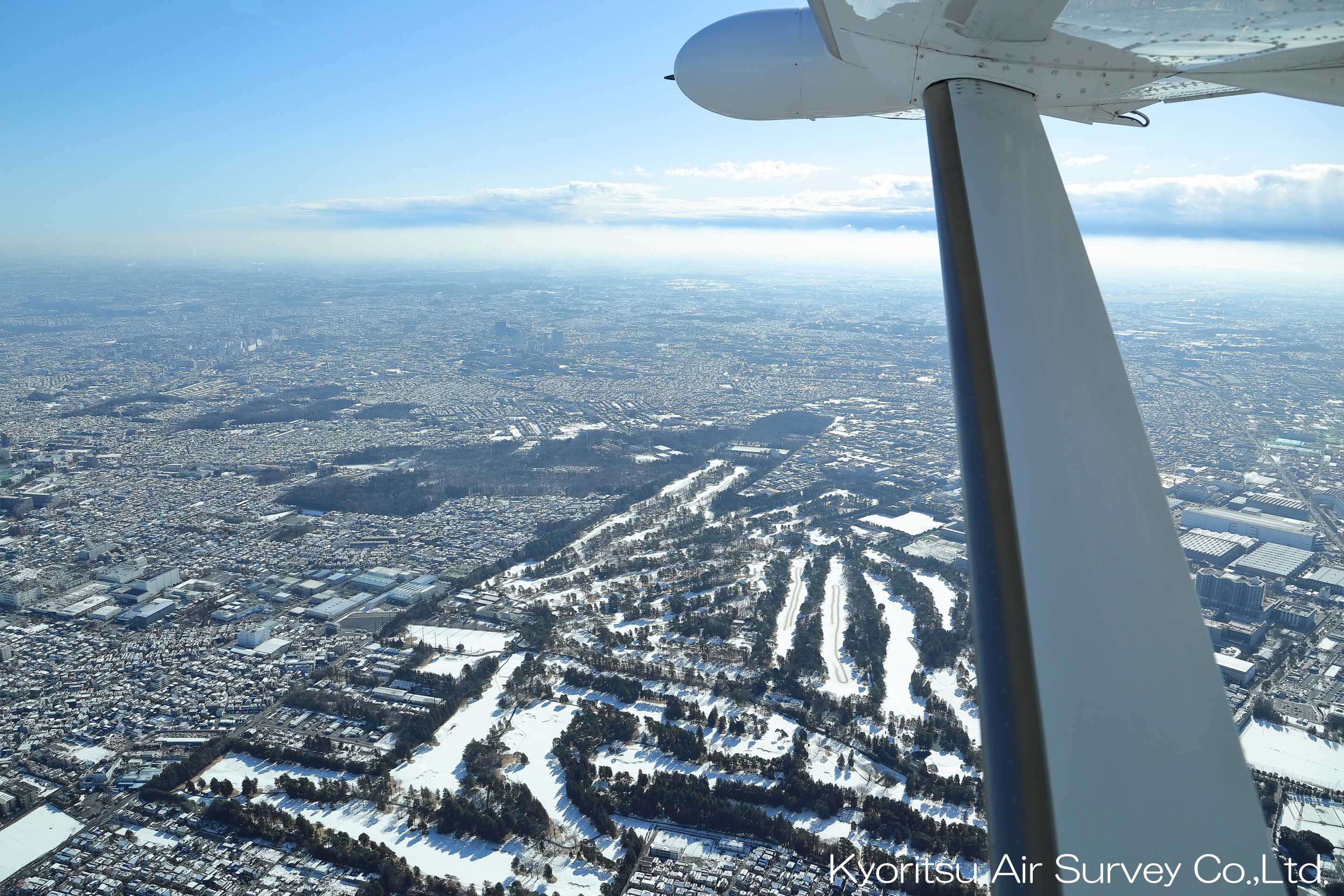 関東平野の雪景色